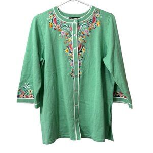 Bob Mackie Wearable Art Fruit And Floral Cardigan Sweater Women’s Size‎ Medium